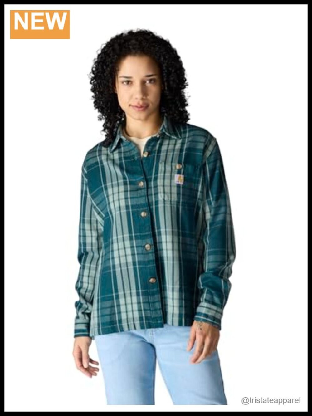Women's Loose Fit Long Sleeve Plaid Work Shirt Cotton Tencel